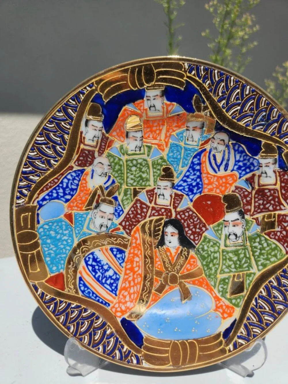 Vintage Japanese Satsuma hand-painted decorative plate Japan Porcelain Asian Art